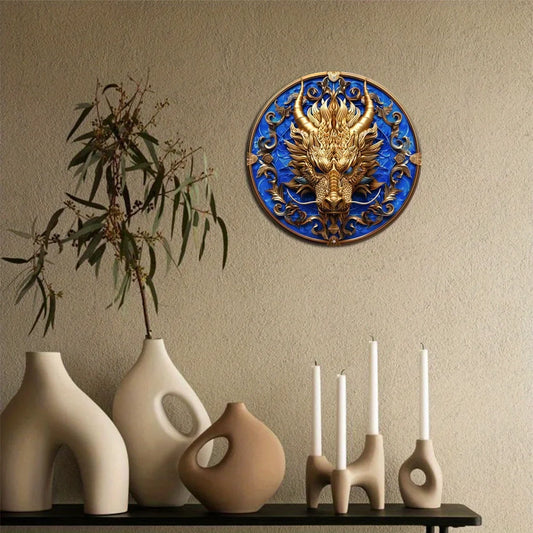 Jinlong Crest 2D Aluminum Dragon Wall Plaque