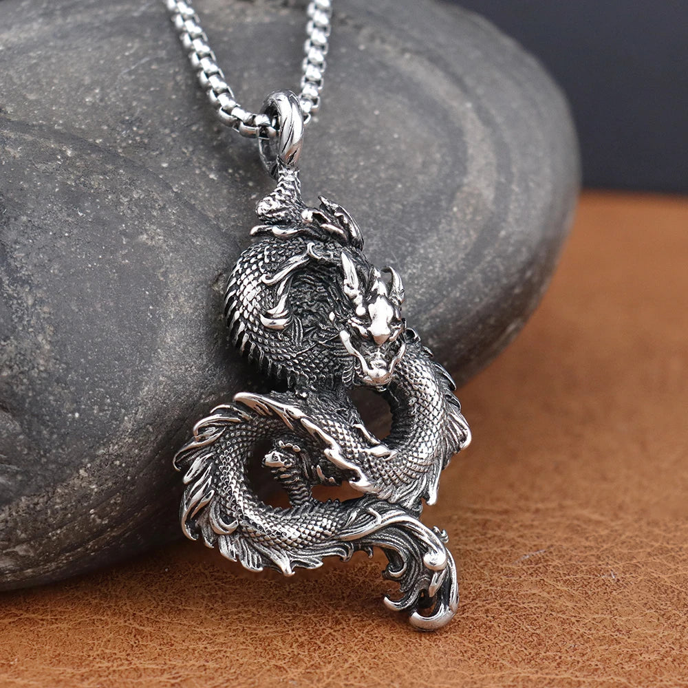 Drakhan Coil - Men’s Stainless Steel Dragon Necklace