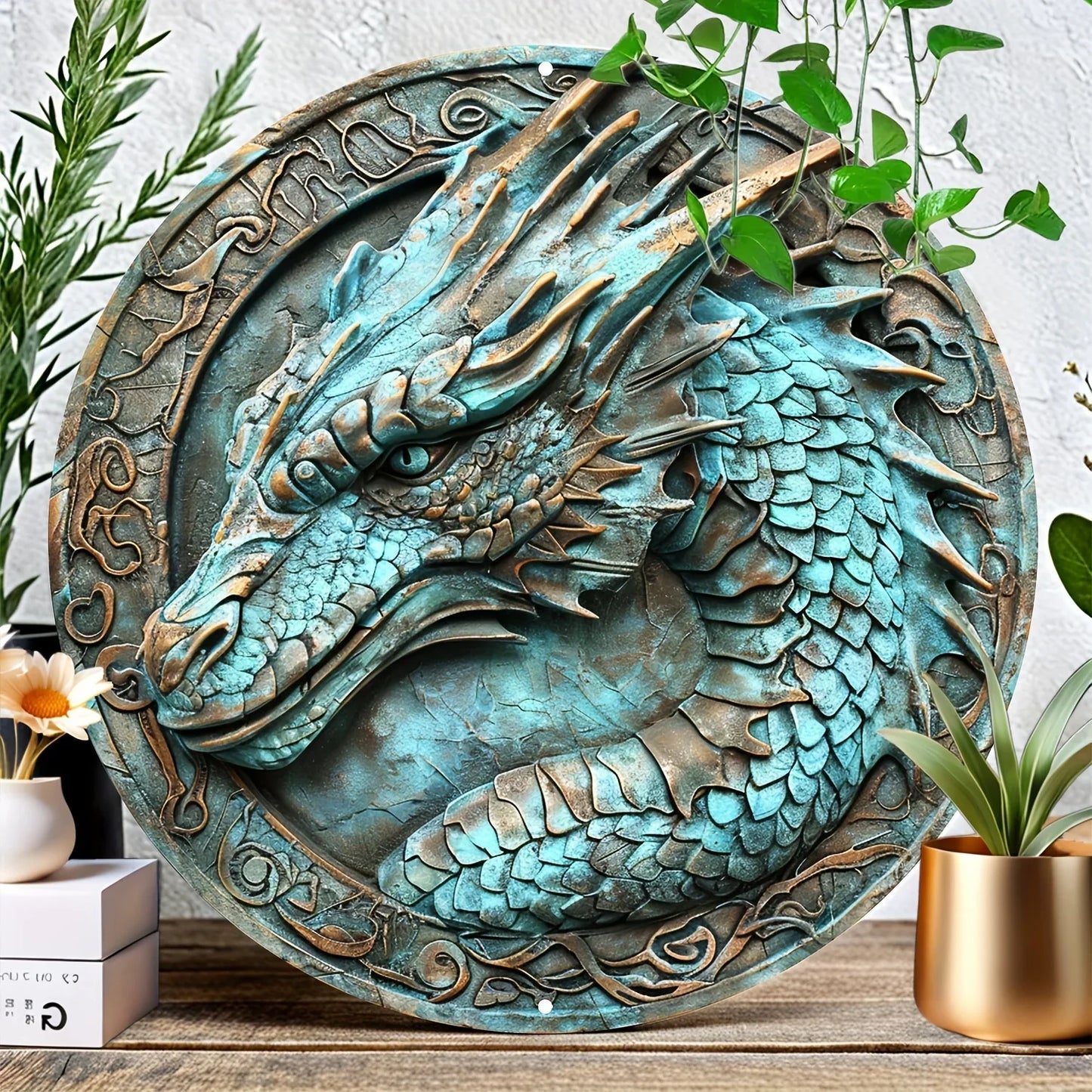 Khavareth Copperwyrm 2D Aluminum Dragon Wall Plaque
