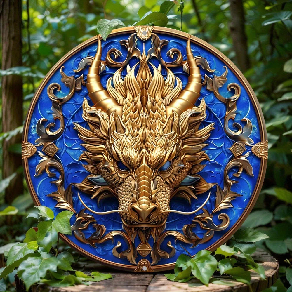 Jinlong Crest 2D Aluminum Dragon Wall Plaque