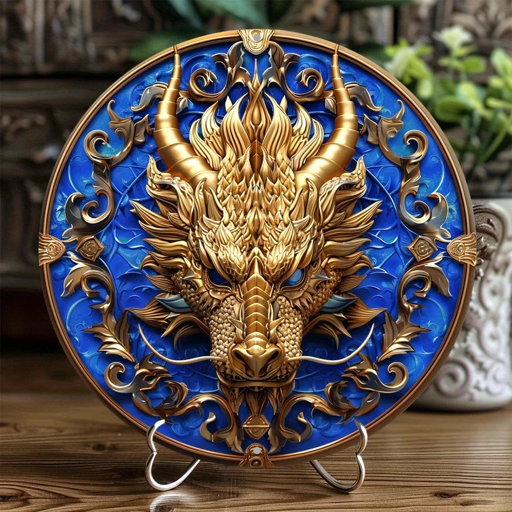 Jinlong Crest 2D Aluminum Dragon Wall Plaque