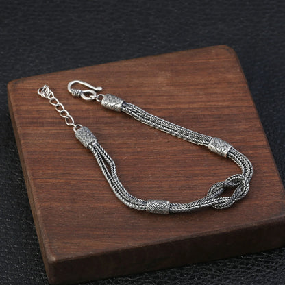Wyrd Fate Knot Chain Bracelet – 925 Sterling Silver
