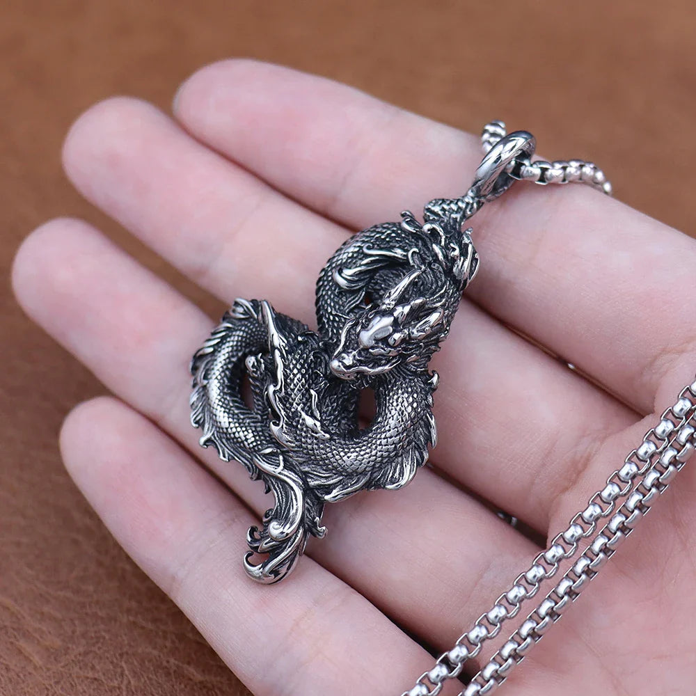 Drakhan Coil - Men’s Stainless Steel Dragon Necklace