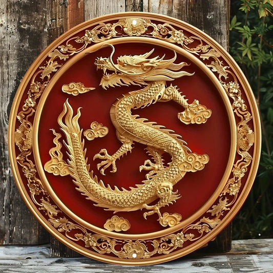 Fenglong’s Blessing 2D Aluminum Dragon Wall Plaque