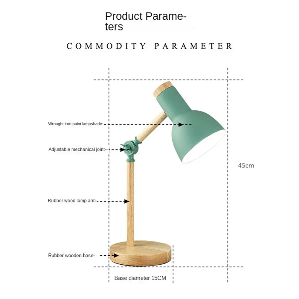 Scandinavian Wooden Desk Lamp | Adjustable Modern Table Light