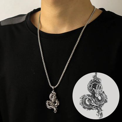 Drakhan Coil - Men’s Stainless Steel Dragon Necklace