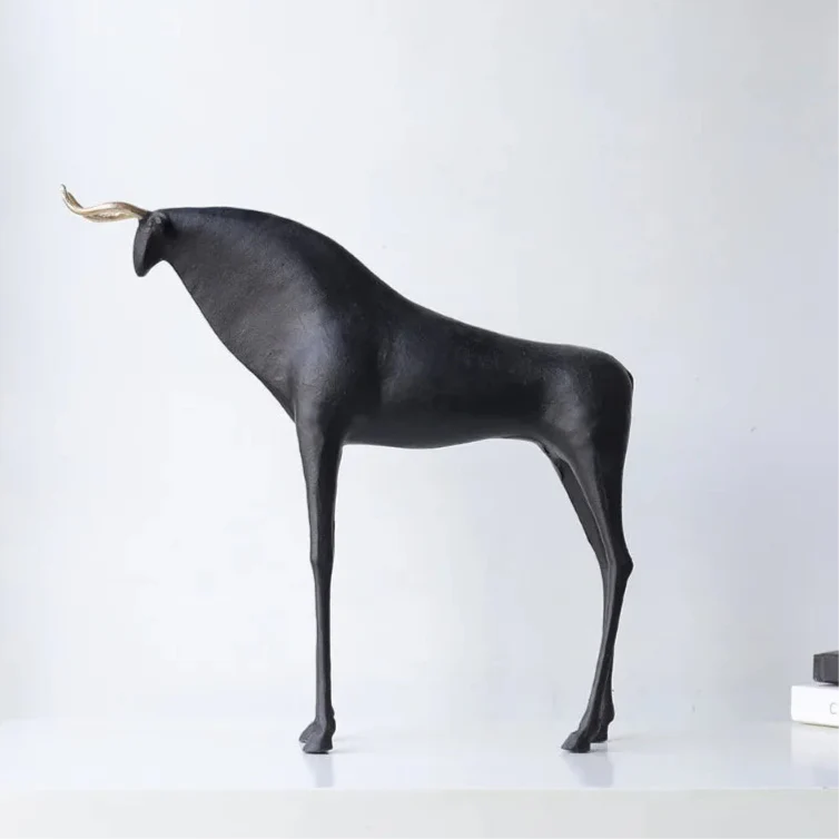 ArtZ® Bold Horns Bull Sculpture Bull Sculpture Black