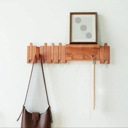 Dark Wood Entryway Wall Coat Rack