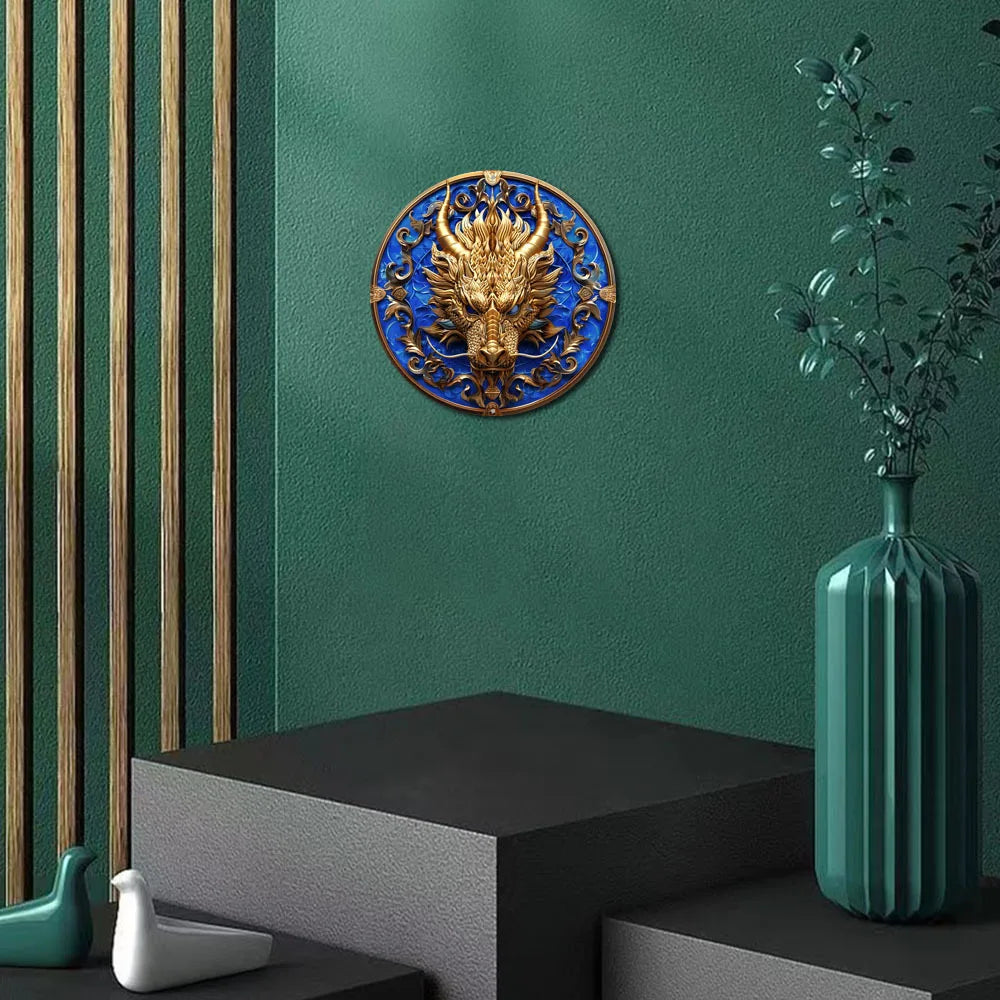 Jinlong Crest 2D Aluminum Dragon Wall Plaque