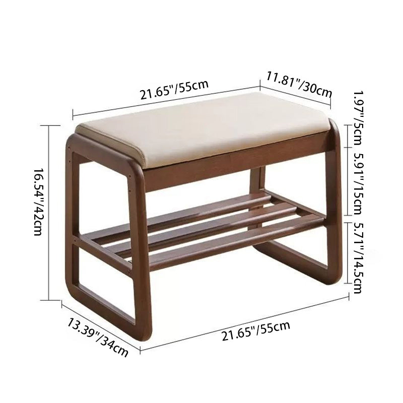 Shoe Bench with Shelf Solid Wood