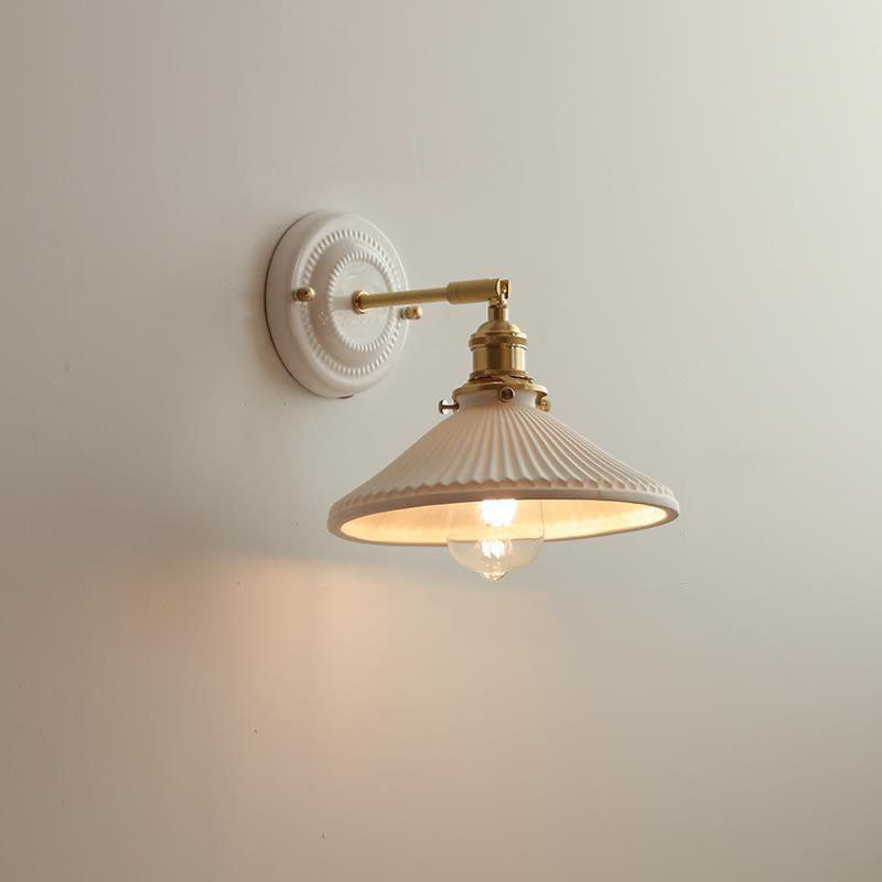 Japanese Ceramic Brass Wall Sconce