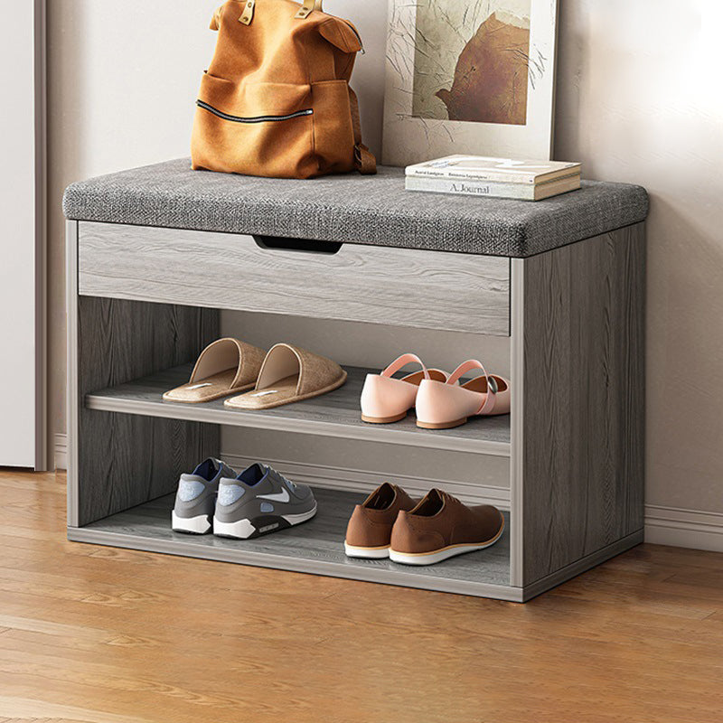 Shoe Storage Bench 3 Tier PU Leather Wood