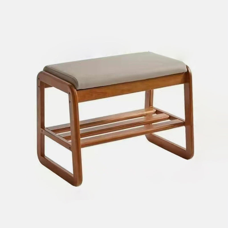 Shoe Bench with Shelf Solid Wood