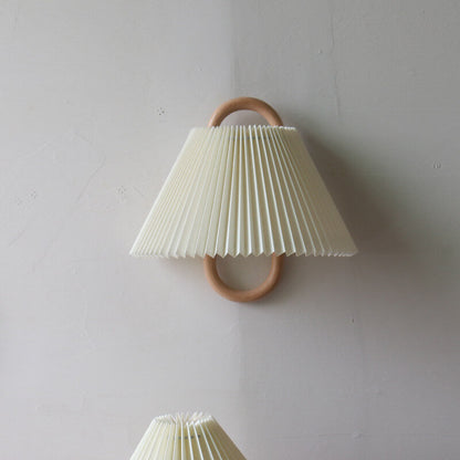 Pleated Solid Wood Half-Moon Wall Sconce
