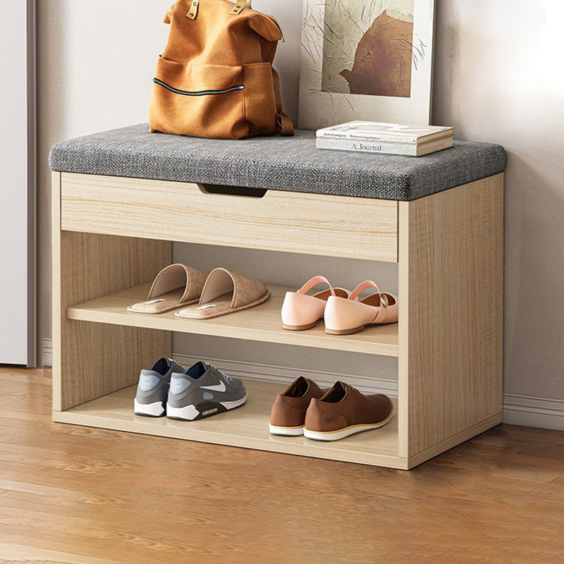 Shoe Storage Bench 3 Tier PU Leather Wood