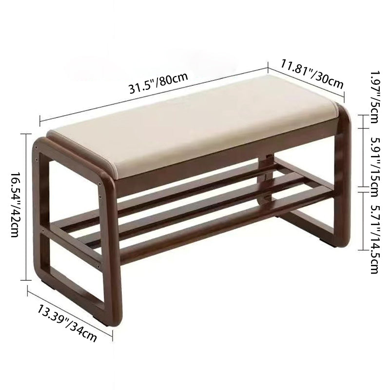 Shoe Bench with Shelf Solid Wood