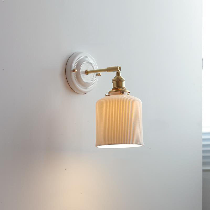Japanese Ceramic Brass Wall Sconce