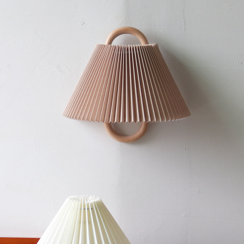 Pleated Solid Wood Half-Moon Wall Sconce