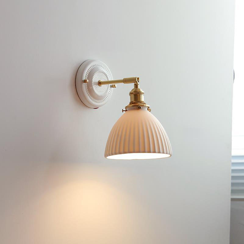 Japanese Ceramic Brass Wall Sconce