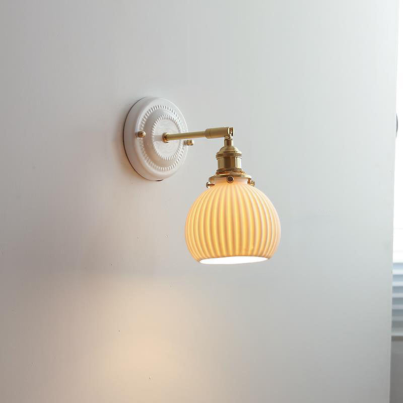 Japanese Ceramic Brass Wall Sconce
