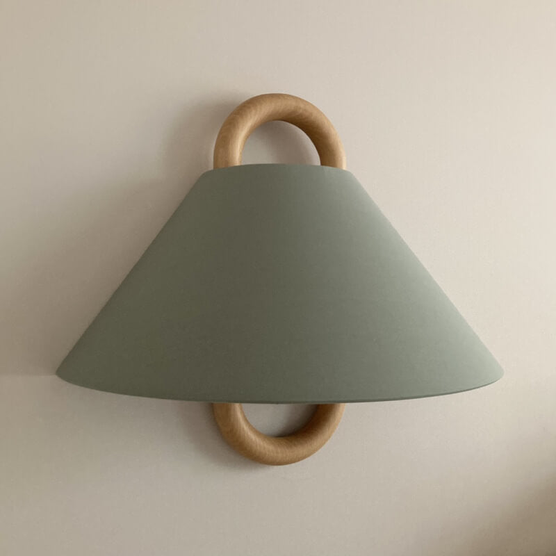 Pleated Solid Wood Half-Moon Wall Sconce