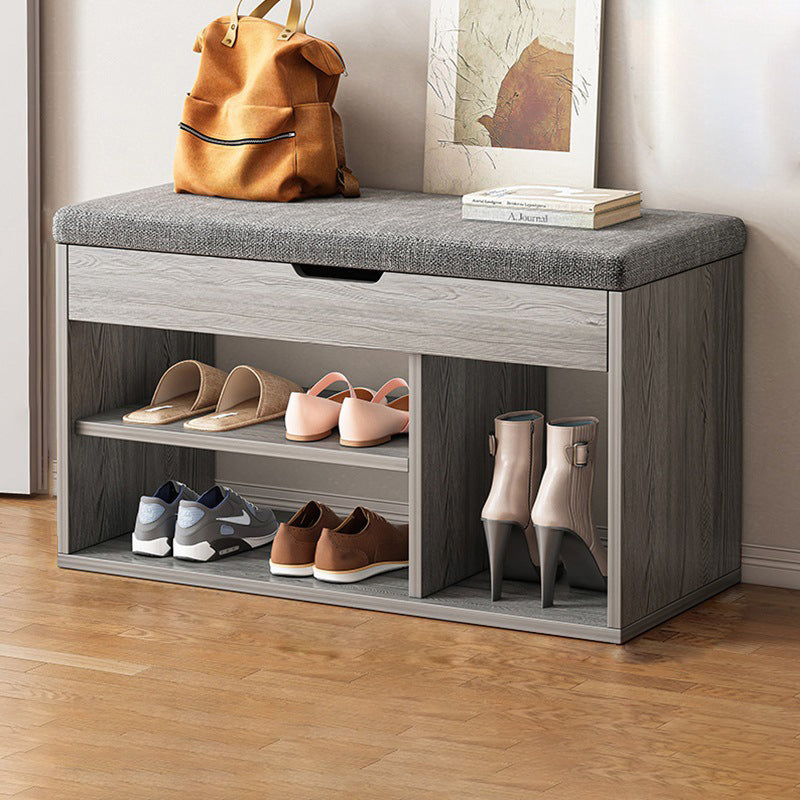 Shoe Storage Bench 3 Tier PU Leather Wood