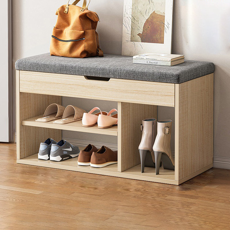 Shoe Storage Bench 3 Tier PU Leather Wood
