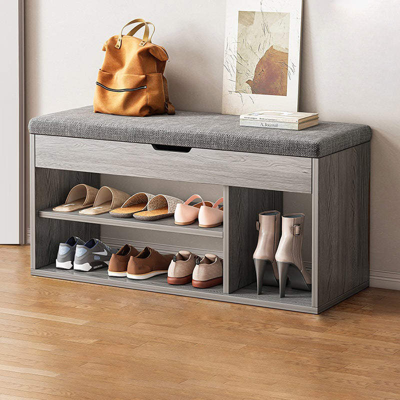 Shoe Storage Bench 3 Tier PU Leather Wood
