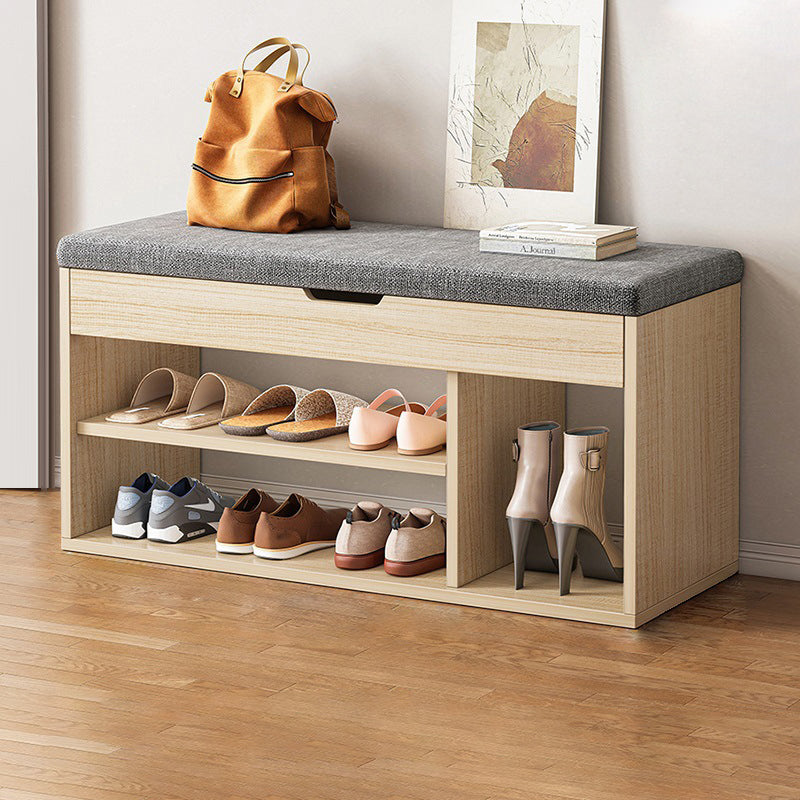 Shoe Storage Bench 3 Tier PU Leather Wood