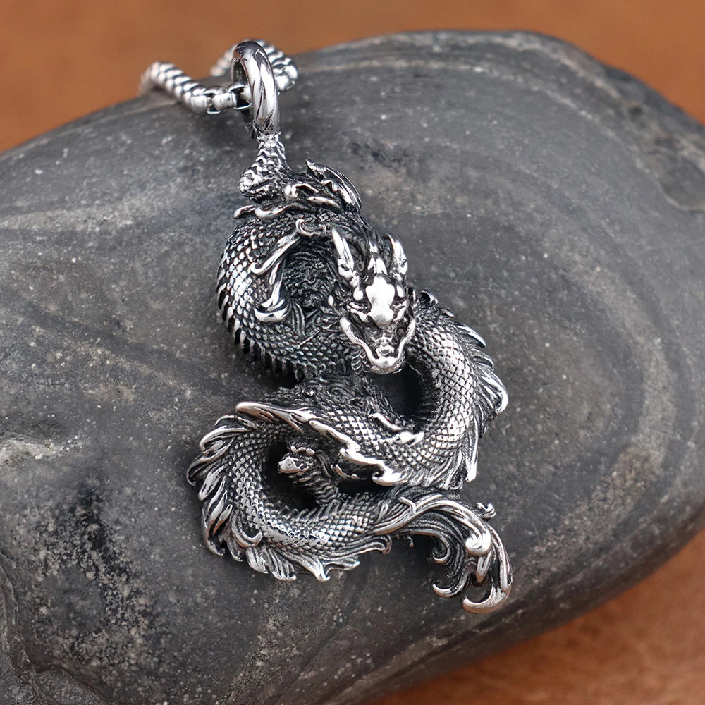 Drakhan Coil - Men’s Stainless Steel Dragon Necklace