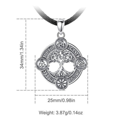 Norse Rune World Tree Pendant Necklace – 925 Sterling Silver