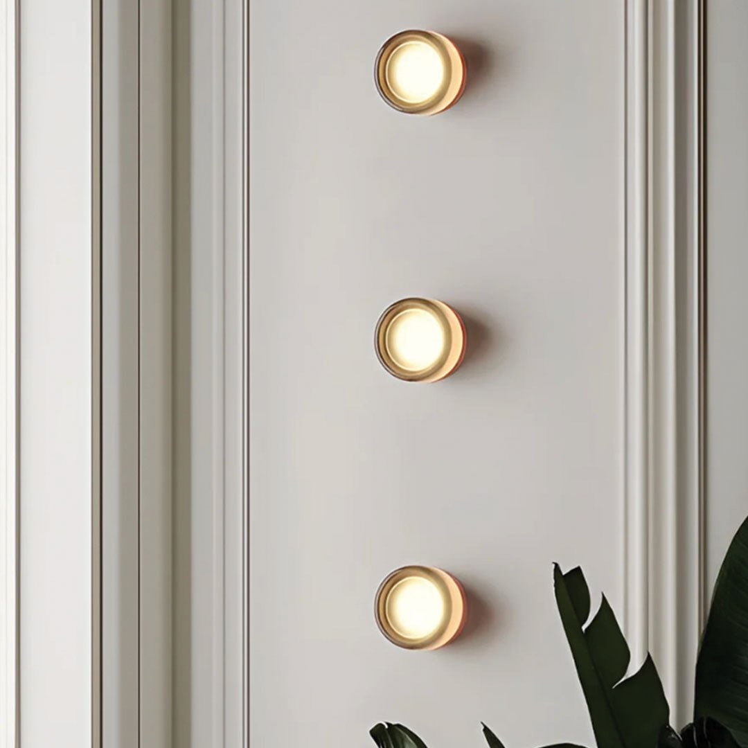 Modern Wall Sconce | Round Gold Dimple Design
