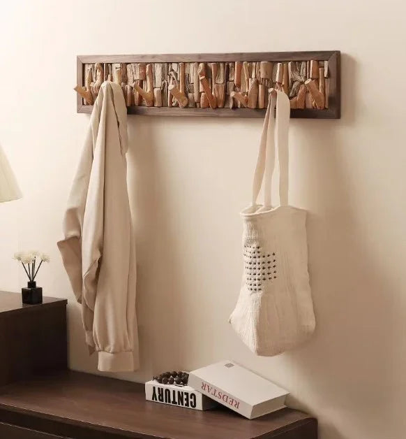 Wood Peg Rail Wall Coat Rack