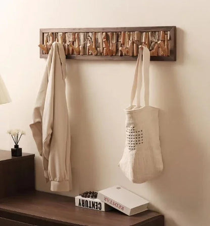 Wood Peg Rail Wall Coat Rack