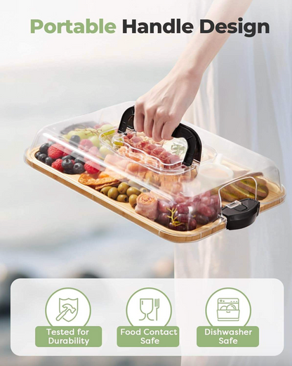 Portable Charcuterie Board | Bamboo Platter With Handles