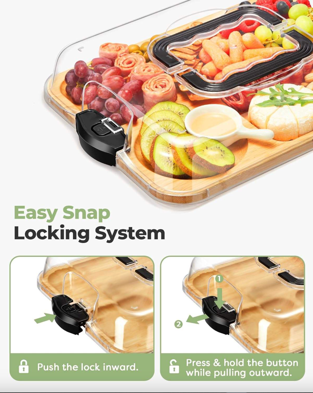 Portable Charcuterie Board | Bamboo Platter With Handles