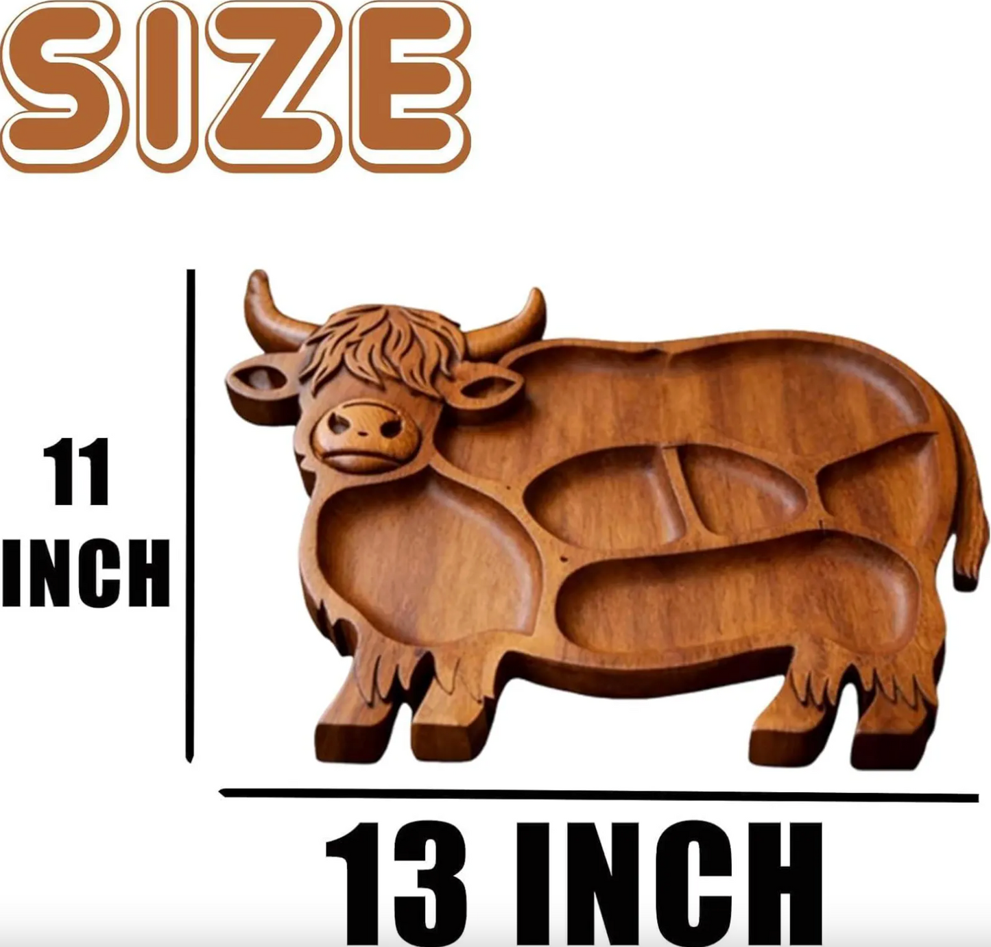 Cow Shaped Charcuterie Board | Rustic Wood Longhorn Design