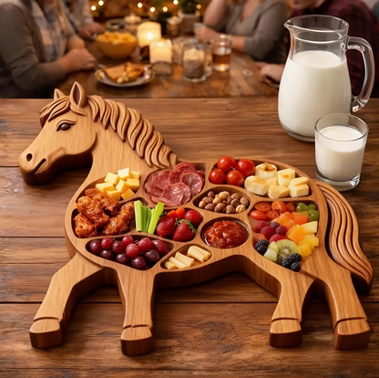 Horse Shaped Charcuterie Board | Rustic Wood Animal Design