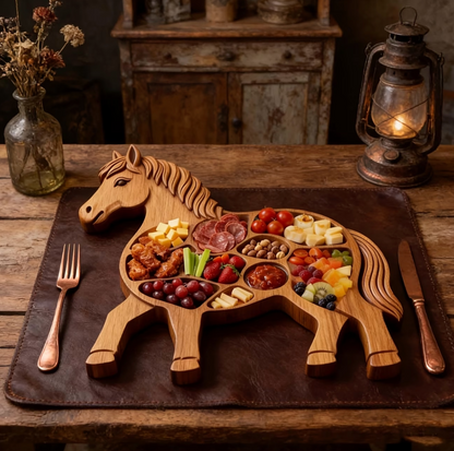 Horse Shaped Charcuterie Board | Rustic Wood Animal Design