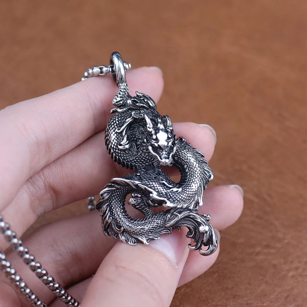 Drakhan Coil - Men’s Stainless Steel Dragon Necklace