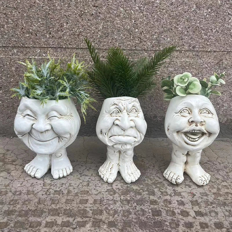 Face Head Planter Set