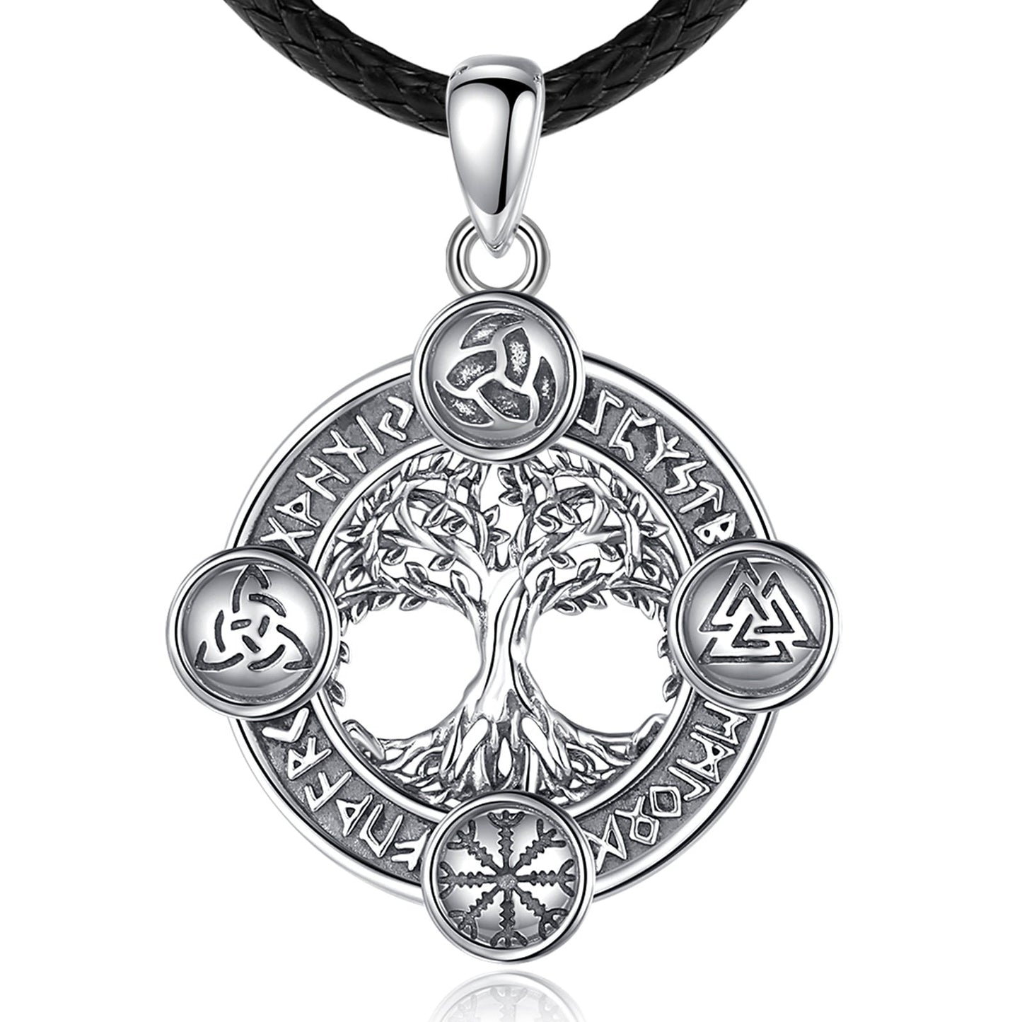 Norse Rune World Tree Pendant Necklace – 925 Sterling Silver