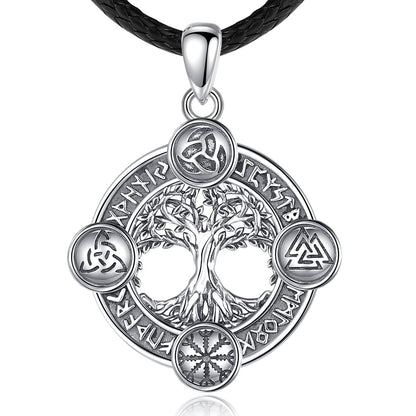 Norse Rune World Tree Pendant Necklace – 925 Sterling Silver
