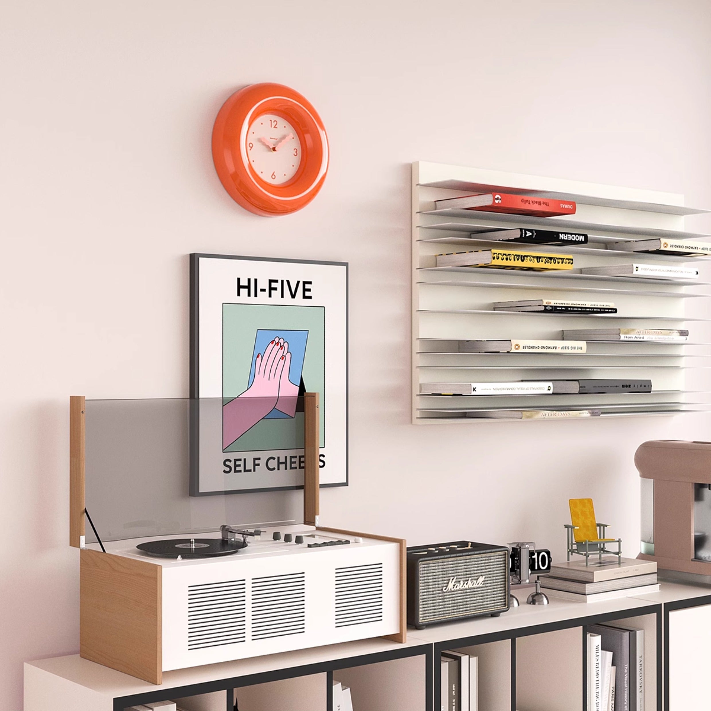 Red Pop Round Wall Clock