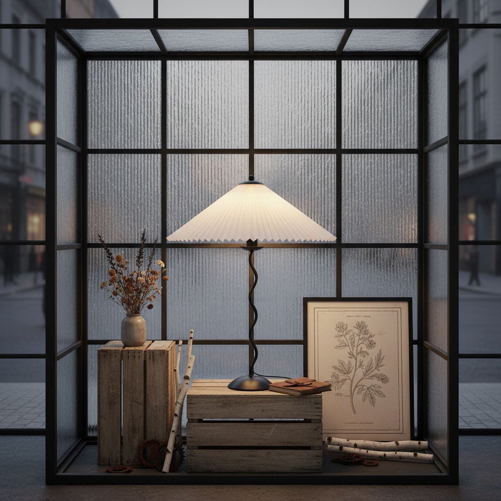 Amber Glass Sculptural Table Lamp