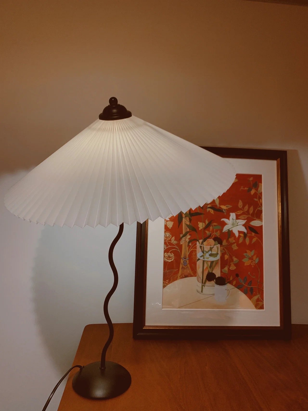 Amber Glass Sculptural Table Lamp
