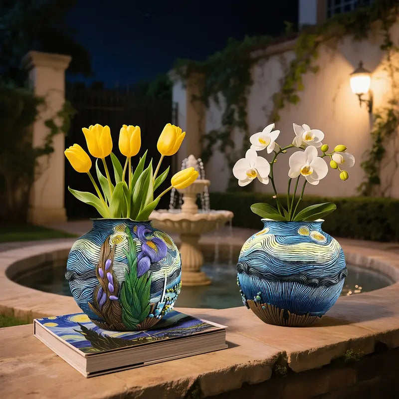 Starry Night Ceramic Flower Vase