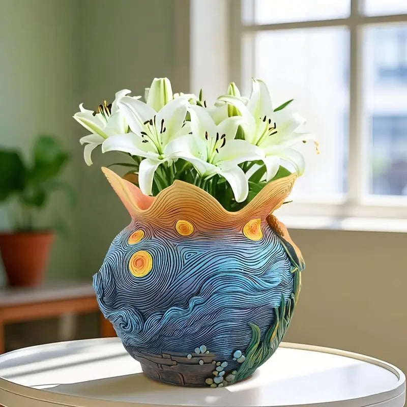 Starry Night Ceramic Flower Vase
