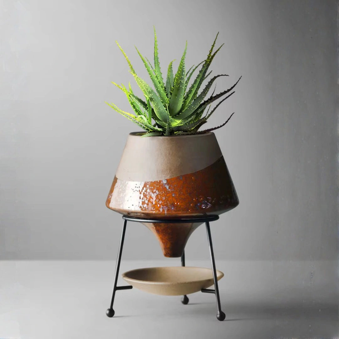 Terracotta Teardrop Planter with Saucer