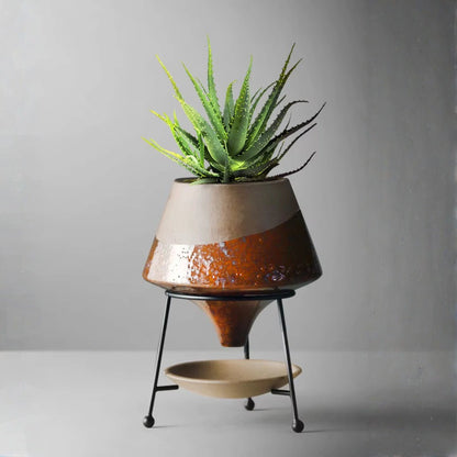 Terracotta Teardrop Planter with Saucer